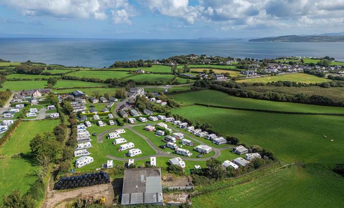 Aerial view of Bodafon Caravan Park